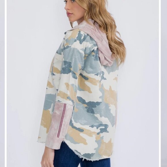 Camo Jacket 100% Cotton Pastel Camo Utility Jacket - Picture 1 of 5